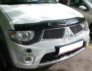 Mitsubishi L 200 2007-2012 - Дефлектор капота, темный, широкий, EGR фото, цена