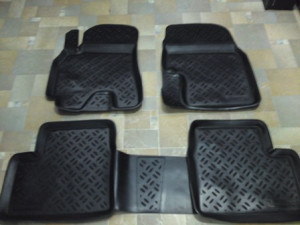 Nissan Tiida 2004-2012 - Коврики резиновые, черные, комплект 5 штук. (Eleron) фото, цена