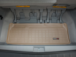 Toyota Sienna 2011-2014 - (3 ряда) Коврик резиновый в багажник, бежевый. (WeatherTech) фото, цена