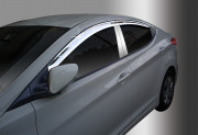 Hyundai Elantra 2010-2014 - Дефлекторы окон (ветровики), комлект, хромированные. (Clover) фото, цена