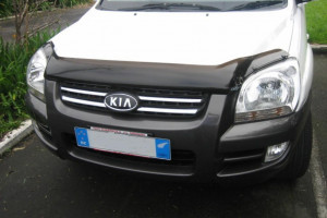 Kia Sportage 2005-2010 - Дефлектор капота (мухобойка), темный (PerfectFit) фото, цена