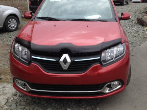 Renault Logan 2014-2015 - Дефлектор капота (мухобойка), темный. (SIM) фото, цена