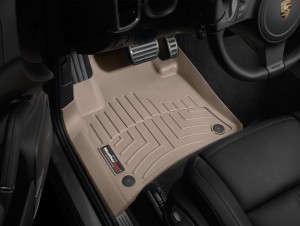 Porsche Cayenne 2011-2017 - Коврики резиновые с бортиком, передние, бежевые (WeatherTech) фото, цена