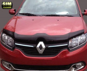 Renault Sandero 2014-2015 - Дефлектор капота (мухобойка), темный. (SIM) фото, цена