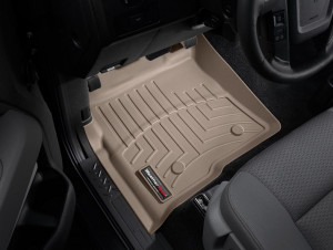 Ford F150 2011-2024 - Коврики резиновые с бортиком, передние, бежевые. (WeatherTech) фото, цена