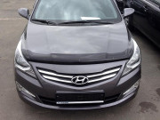 Hyundai Accent 2014-2015 - Дефлектор капота (мухобойка), темный. (SIM) фото, цена