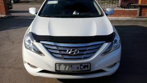 Hyundai Sonata 2010-2015 - Дефлектор капота (мухобойка), темный. (SIM) фото, цена