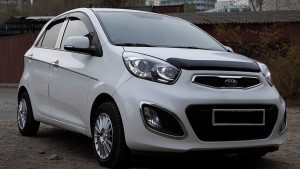 Kia Picanto 2011-2015 - Дефлектор капота (мухобойка), темный. (SIM) фото, цена