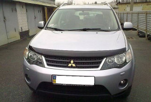 Mitsubishi Outlander 2007-2009 - Дефлектор капота (мухобойка), темный. (SIM) фото, цена