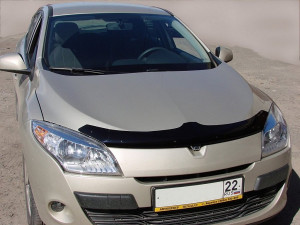 Renault Megane 2008-2012 - Дефлектор капота (мухобойка), темный. (SIM) фото, цена