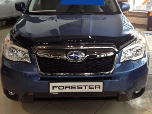 Subaru Forester 2013-2016 - Дефлектор капота (мухобойка), темный. (SIM) фото, цена
