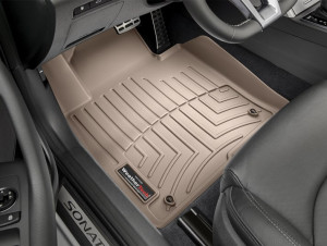 Hyundai Sonata 2015-2020 - Коврики резиновые с бортиком, передние, бежевые. (WeatherTech) фото, цена