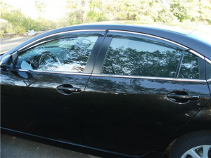 Mazda 6 2008-2012 - Дефлекторы окон (ветровики), темные, с хром молдингом, комплект 4 шт. (China) фото, цена