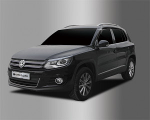 Volkswagen Tiguan 2007-2015 - Дефлекторы окон (ветровики), темные, комплект 4 шт. (Clover) фото, цена