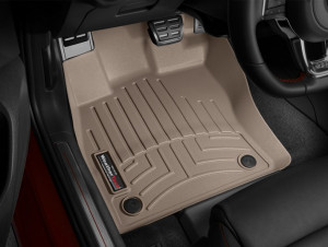 Volkswagen Golf 2013-2024 - Коврики резиновые с бортиком, передние, бежевые. (WeatherTech) фото, цена