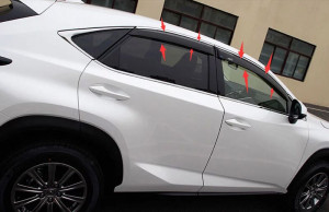 Lexus NX 2014-2016 - Дефлекторы окон (ветровики), с хромированным молдингом, темные, комплект 4 шт. (Hic) фото, цена