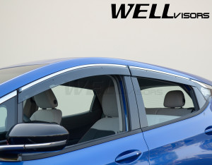 Chevrolet Bolt 2017-2020 - Дефлектори вікон з хромованим металічним молдингом, к-т 4 шт, (Wellvisors) фото, цена
