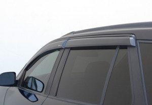 Hyundai Santa Fe 2007-2012 - Дефлектори вікон з метал чорним молдингом, к-т 4 шт (Wellvisors) фото, цена