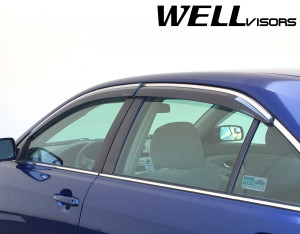 Toyota Camry 2007-2011 - Дефлектори вікон з хромованим металічним молдингом, к-т 4 шт, (Wellvisors) фото, цена