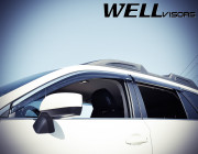 Subaru Outback 2015-2018 - Дефлектори вікон з хромованим металічним молдингом, к-т 4 шт, (Wellvisors) фото, цена