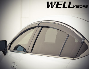 Mazda 6 2014-2017 - Дефлектори вікон з хромованим металічним молдингом, к-т 4 шт, (Wellvisors) фото, цена