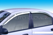 Daewoo Lanos 1997-2010 - Дефлекторы окон (ветровики), хромированные, комлект. (Clover) фото, цена