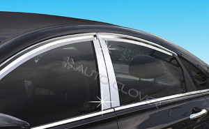 Hyundai Sonata 2010-2011 - Хромированные накладки на стойки  к-т 4 шт. (Пластик) фото, цена