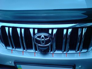 Toyota Land Cruiser Prado 2009-2012 - Хромированные накладки на решетку радиатора  к-т 6 шт. (Uncle) фото, цена